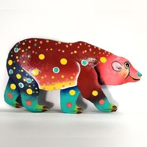 Hand painted Colorful Metal Art Decor Bear Shape